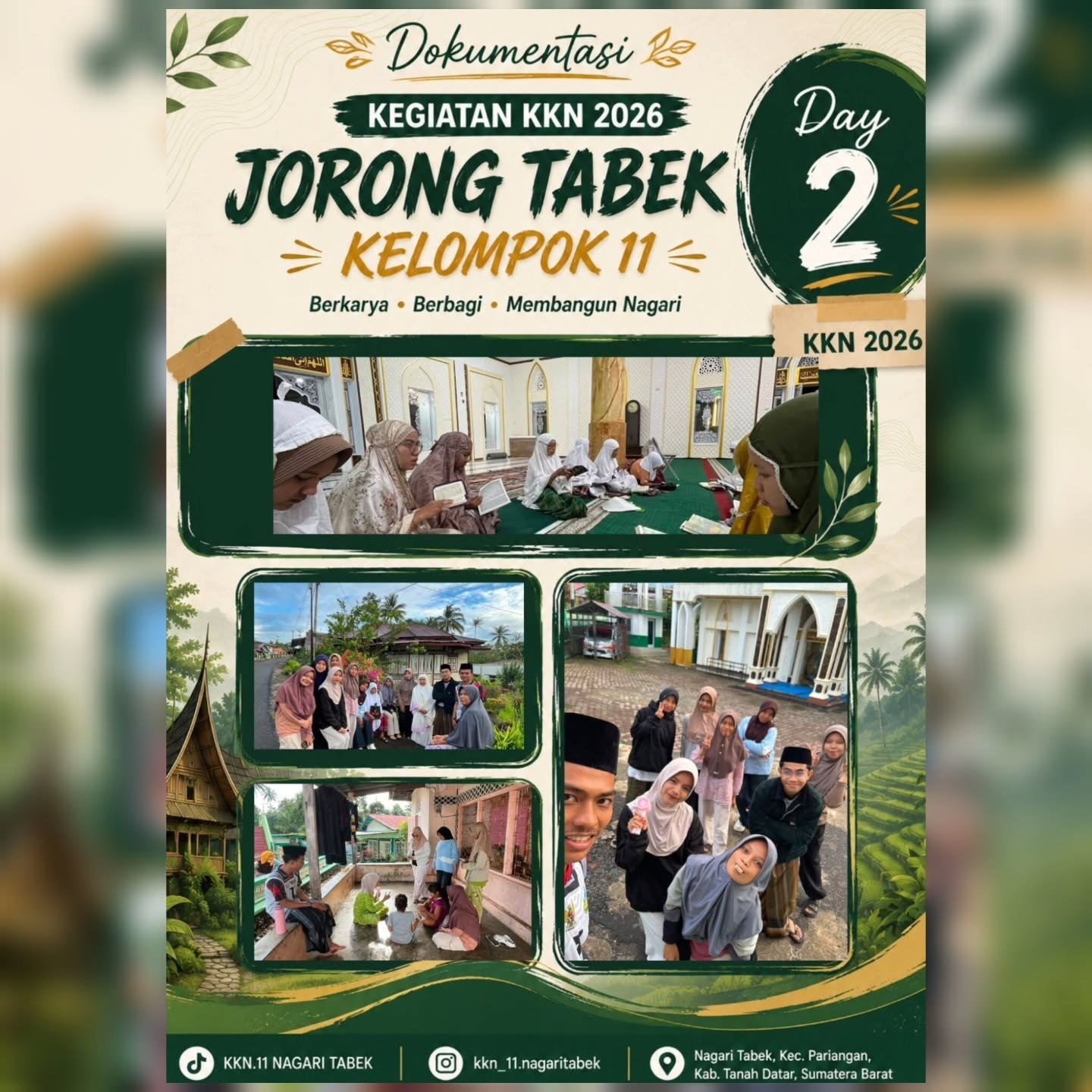 Hari Kedua KKN Kelompok 11: Mempererat Kebersamaan dan Berinteraksi dengan Masyarakat Jorong Tabek